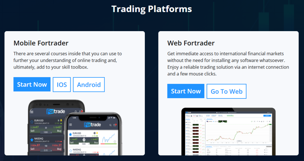 Fortrade trading platforms
